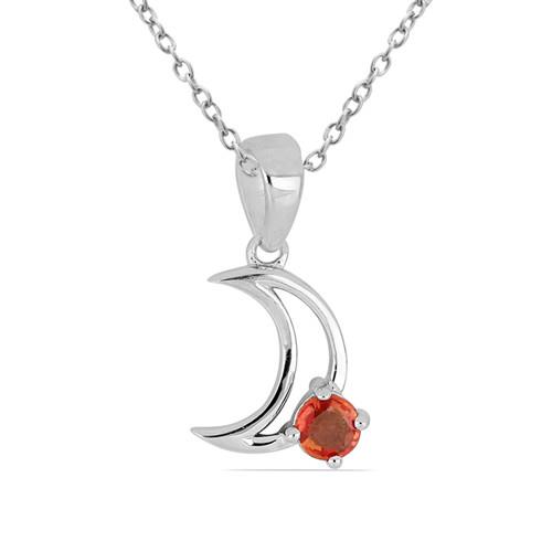 BUY 925 SILVER REAL ORANGE SAPPHIRE SINGLE STONE PENDANT